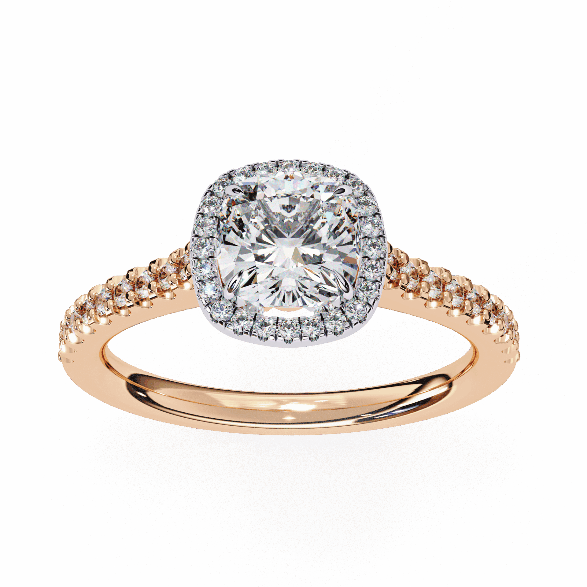 2 Carat Cushion Hidden Halo Solitaire Ring in Moissanite | House of Estara