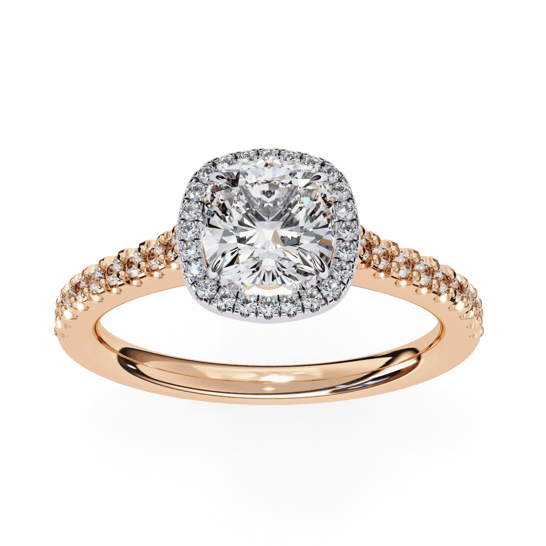 2 Carat Cushion Hidden Halo Solitaire Ring in Moissanite | House of Estara