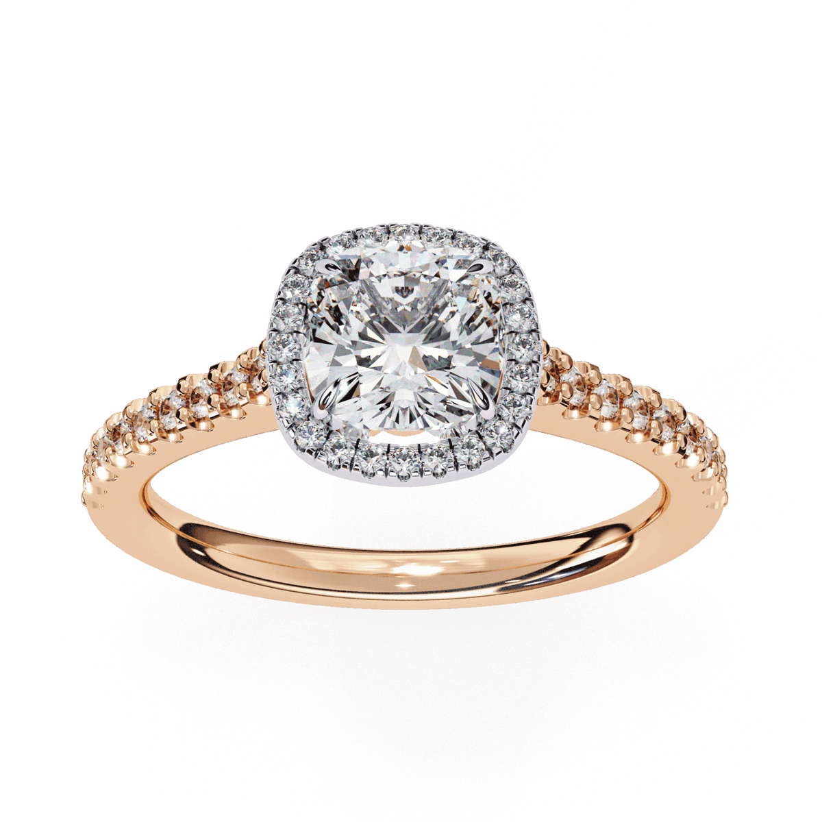 2 Carat Cushion Hidden Halo Solitaire Ring in Moissanite | House of Estara