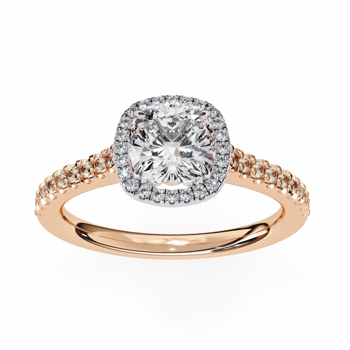 2 Carat Cushion Hidden Halo Solitaire Ring in Moissanite | House of Estara