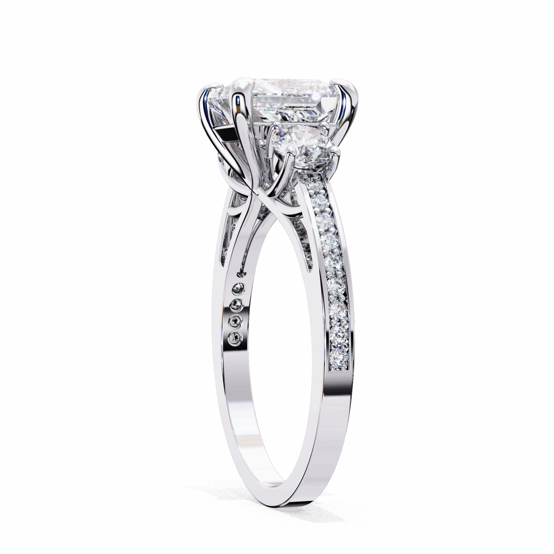 3.25 Carat Princess Three Stone Solitaire Ring in Moissanite | House of Estara
