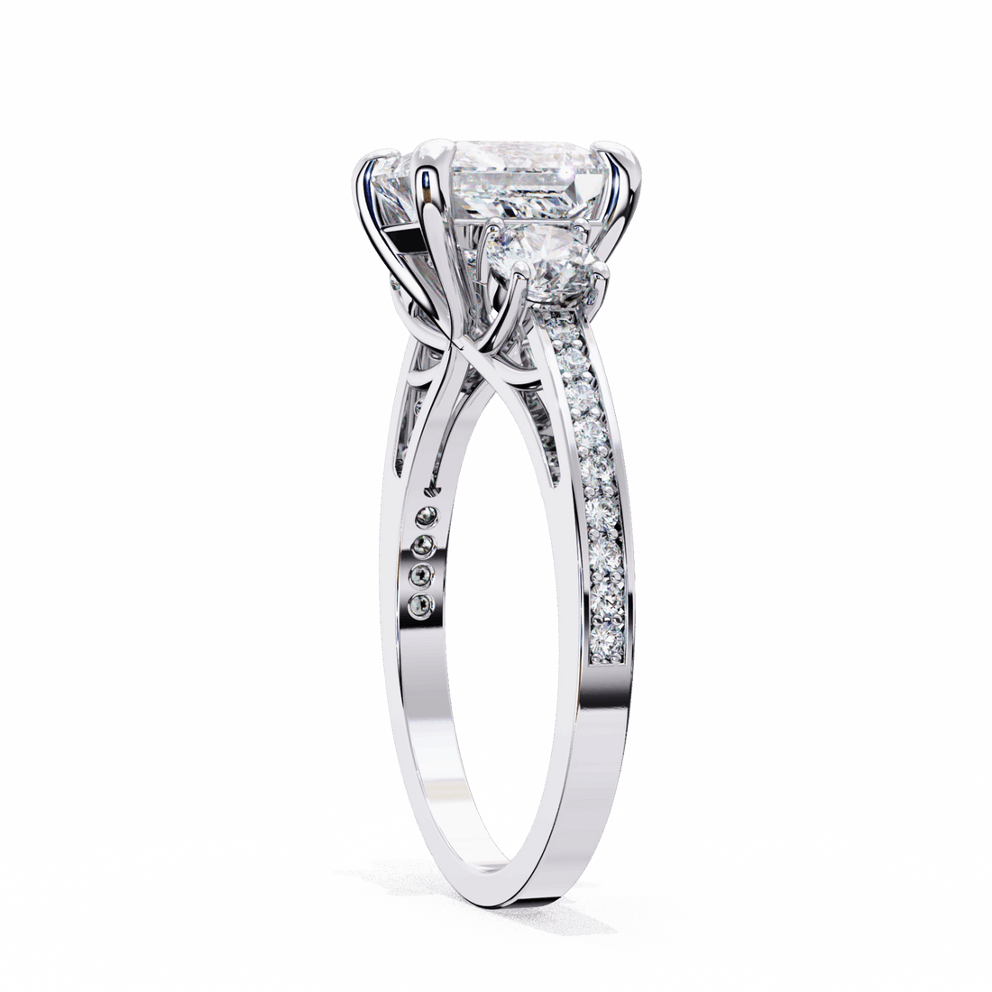 3.25 Carat Princess Three Stone Solitaire Ring in Moissanite | House of Estara