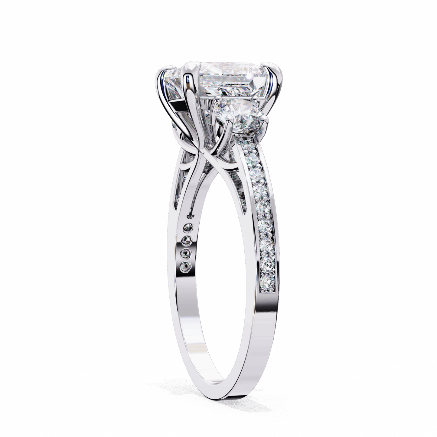 3.25 Carat Princess Three Stone Solitaire Ring in Moissanite | House of Estara