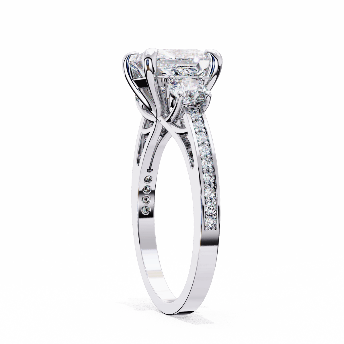 3.25 Carat Princess Three Stone Solitaire Ring in Moissanite | House of Estara