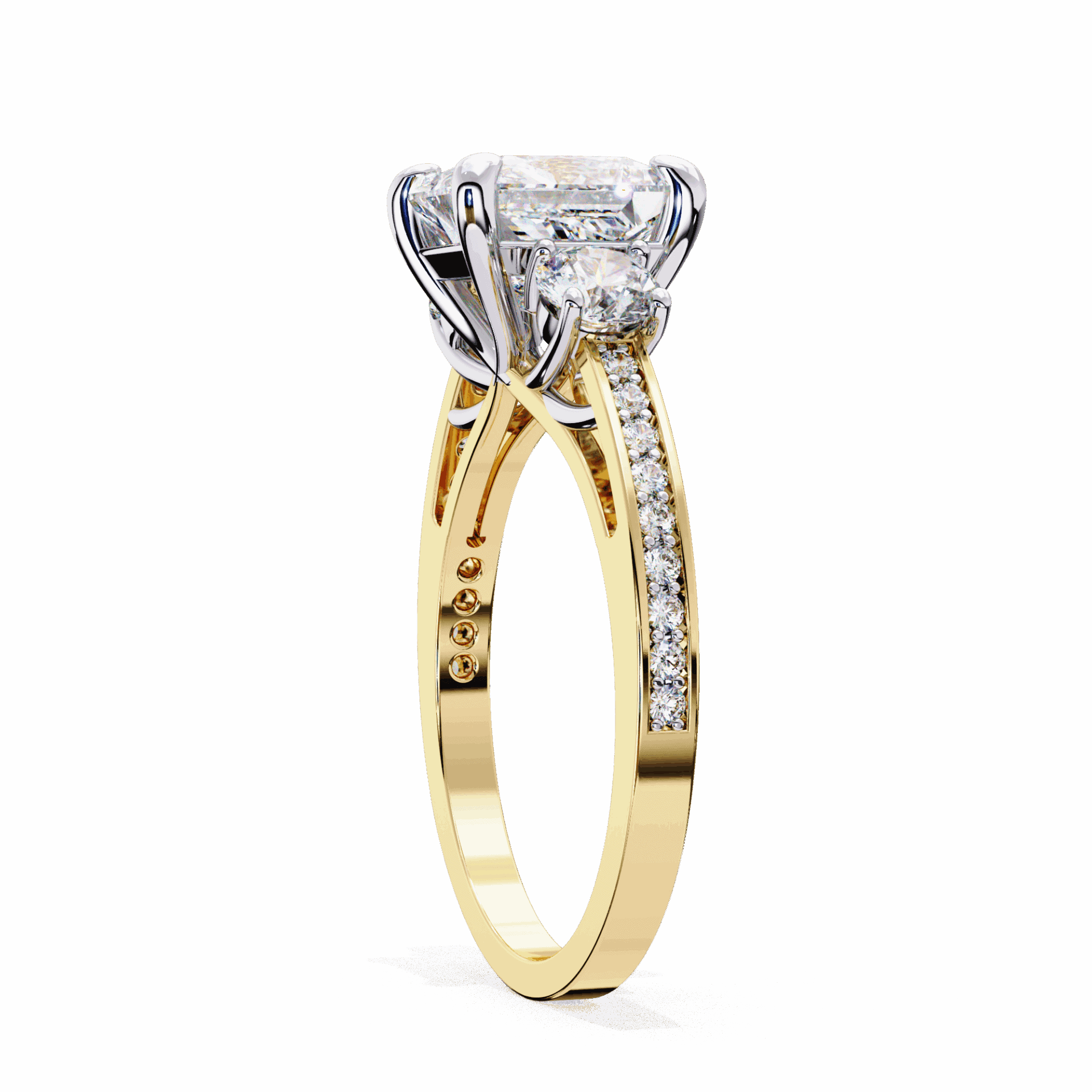 3.25 Carat Princess Three Stone Solitaire Ring in Moissanite | House of Estara
