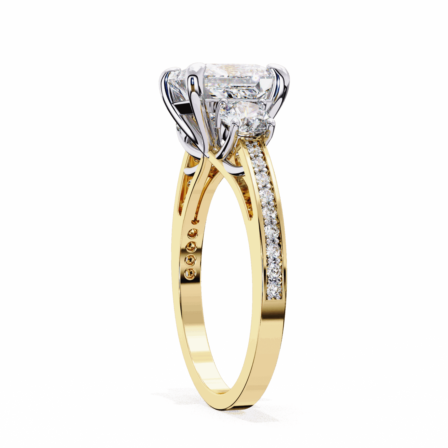 3.25 Carat Princess Three Stone Solitaire Ring in Moissanite | House of Estara