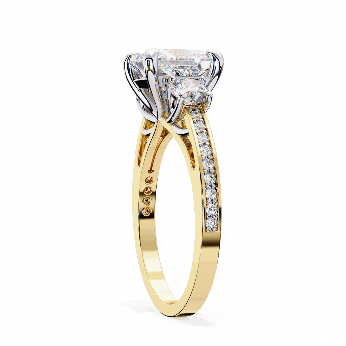 3.25 Carat Princess Three Stone Solitaire Ring in Moissanite | House of Estara
