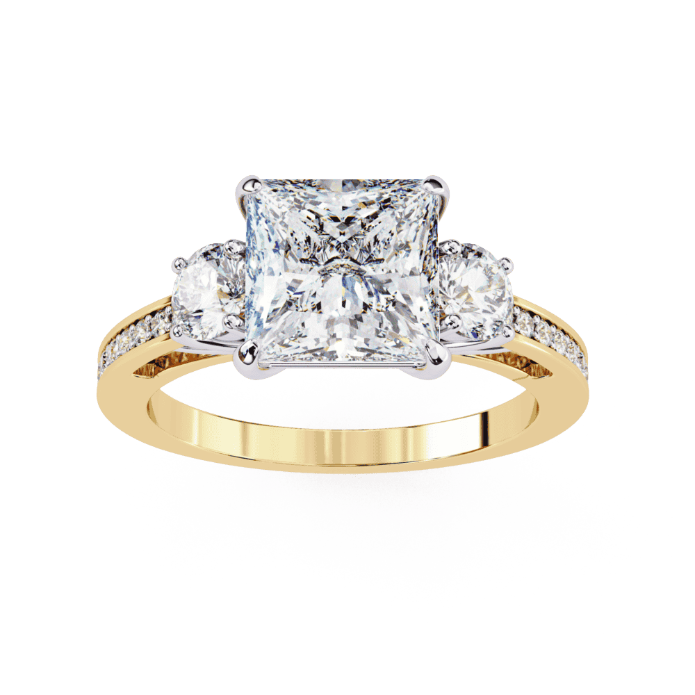 3.25 Carat Princess Three Stone Solitaire Ring in Moissanite | House of Estara