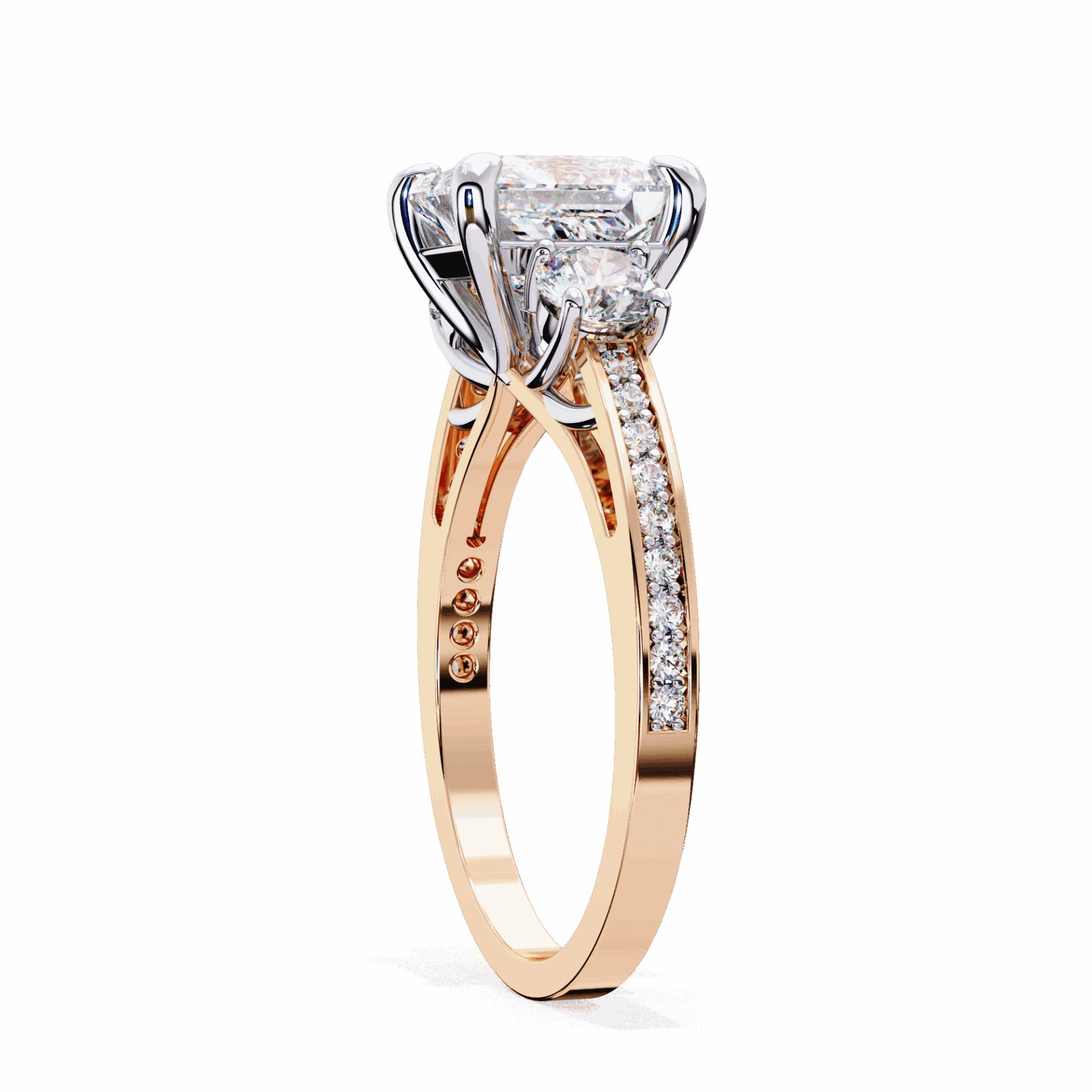 3.25 Carat Princess Three Stone Solitaire Ring in Moissanite | House of Estara