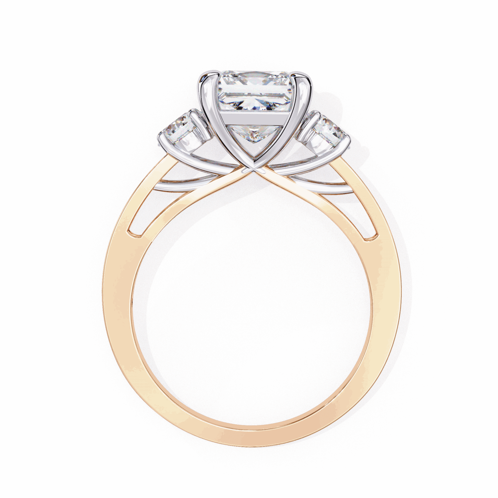 3.25 Carat Princess Three Stone Solitaire Ring in Moissanite | House of Estara