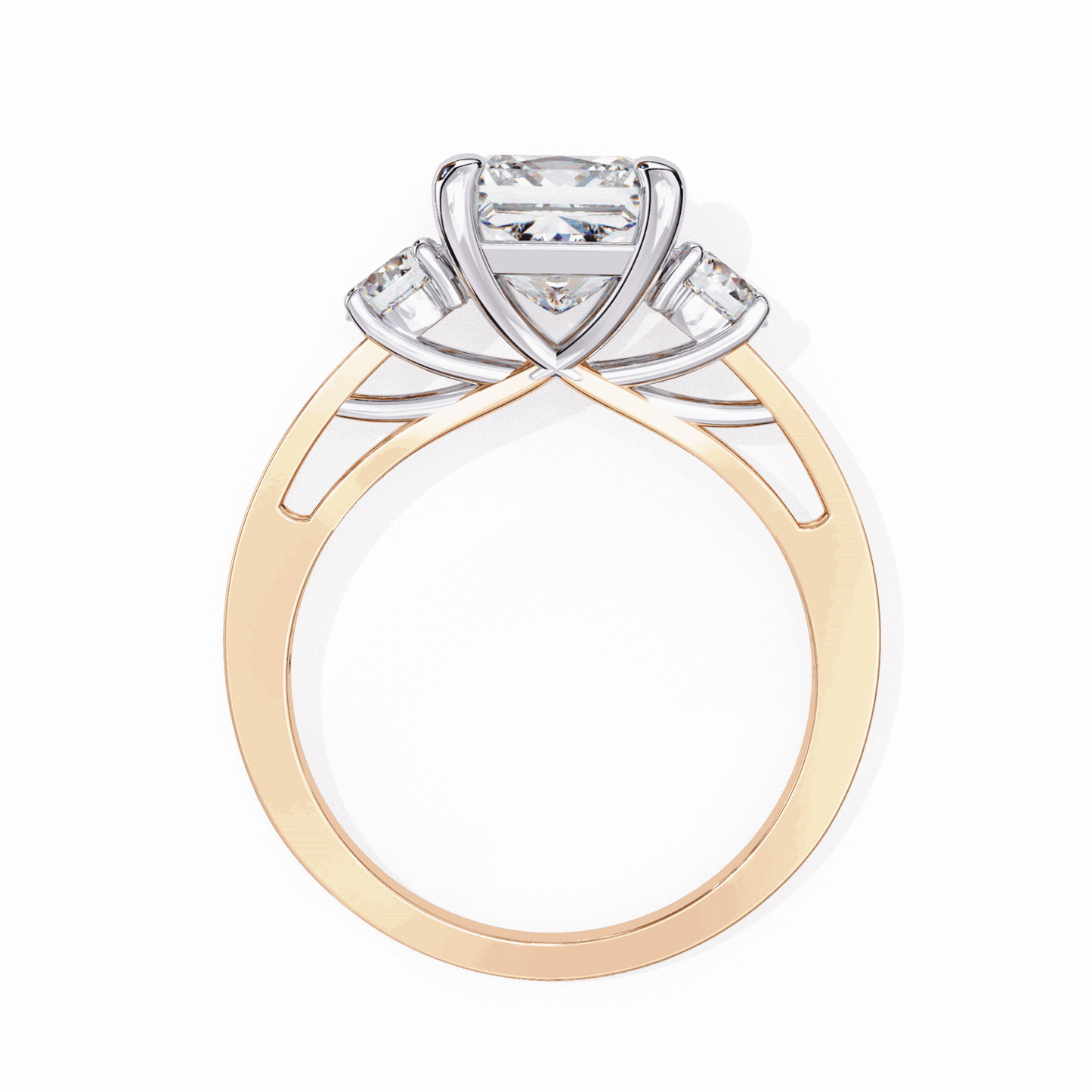 3.25 Carat Princess Three Stone Solitaire Ring in Moissanite | House of Estara