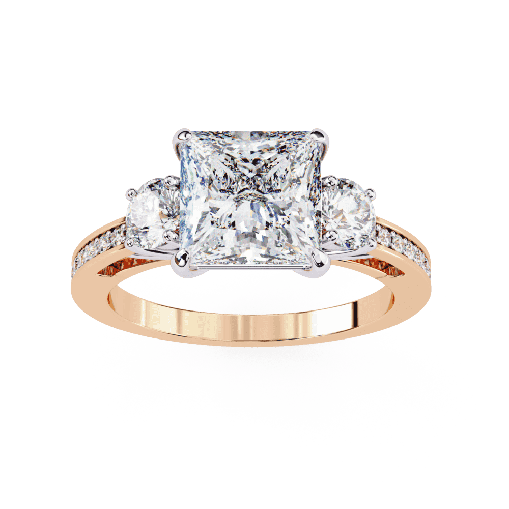 3.25 Carat Princess Three Stone Solitaire Ring in Moissanite | House of Estara
