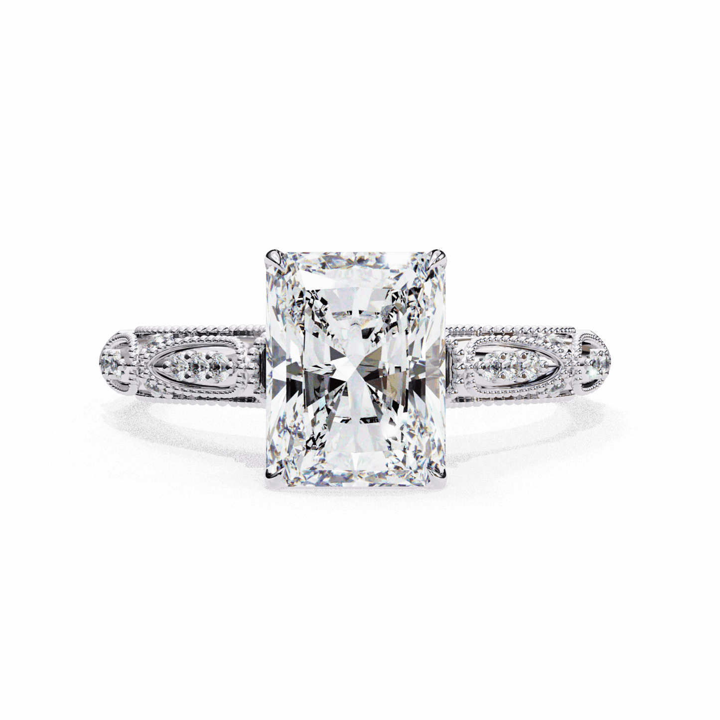 3 Carat Radiant Halo Solitaire Ring in Moissanite | House of Estara