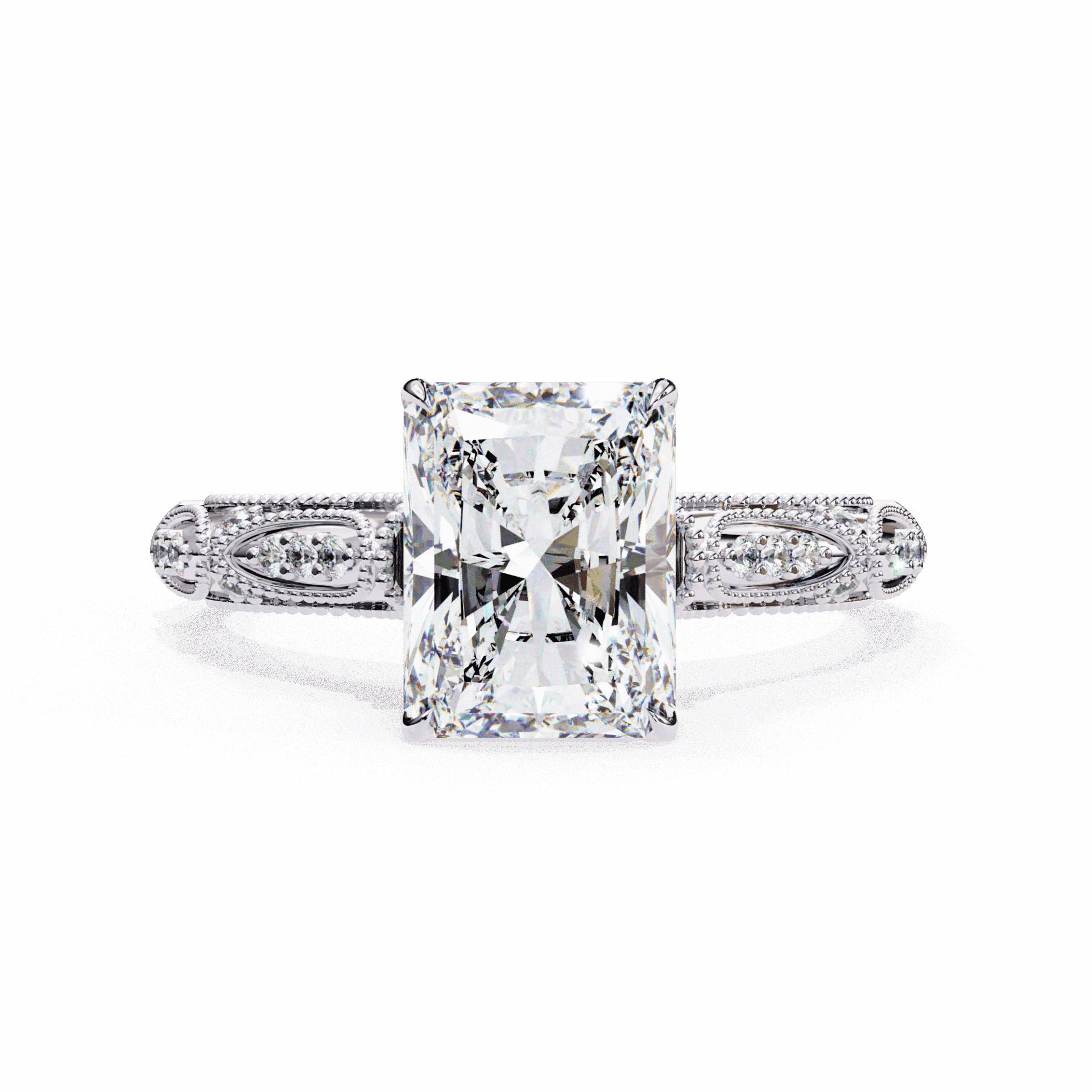 3 Carat Radiant Halo Solitaire Ring in Moissanite | House of Estara