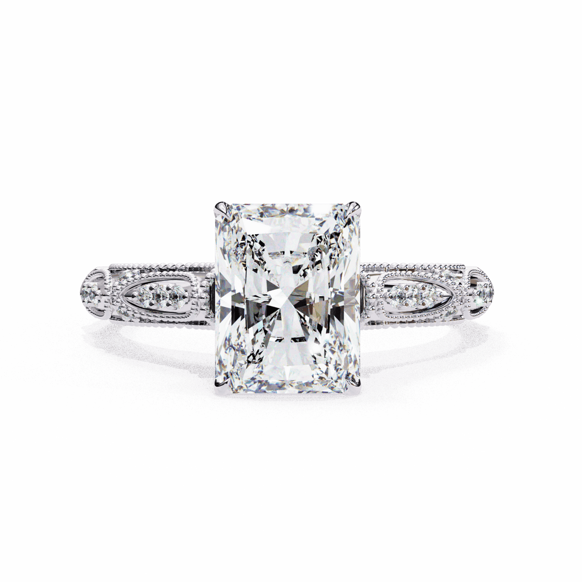 3 Carat Radiant Halo Solitaire Ring in Moissanite | House of Estara