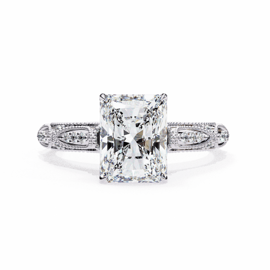 3 Carat Radiant Halo Solitaire Ring in Moissanite | House of Estara