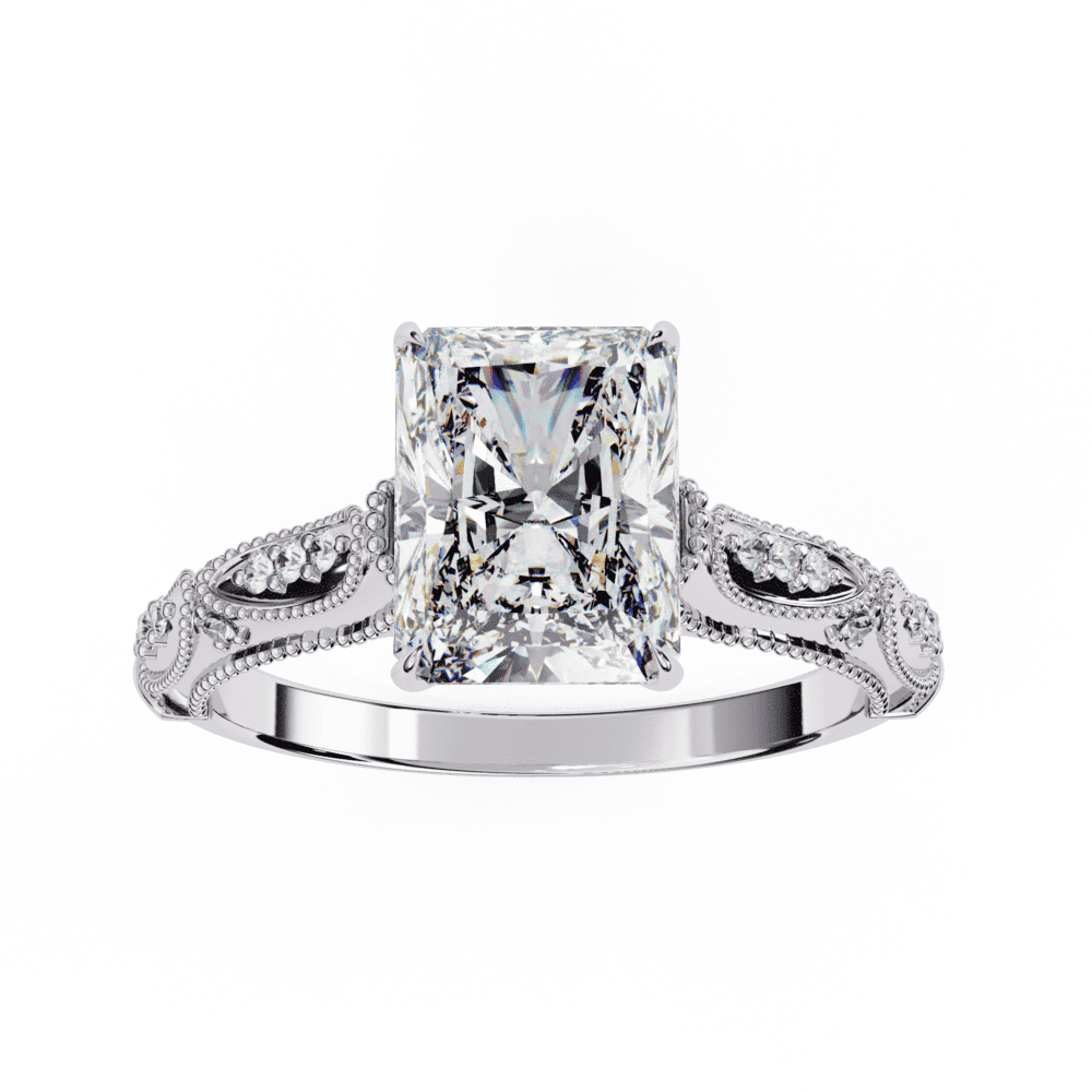 3 Carat Radiant Halo Solitaire Ring in Moissanite | House of Estara