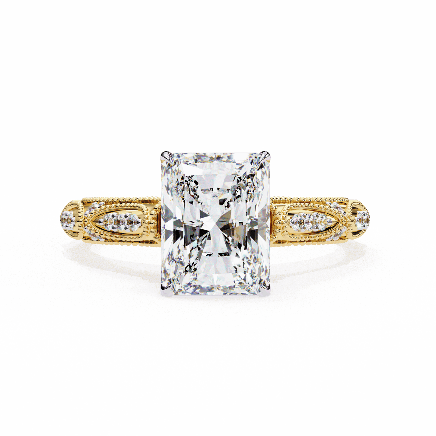 3 Carat Radiant Halo Solitaire Ring in Moissanite | House of Estara