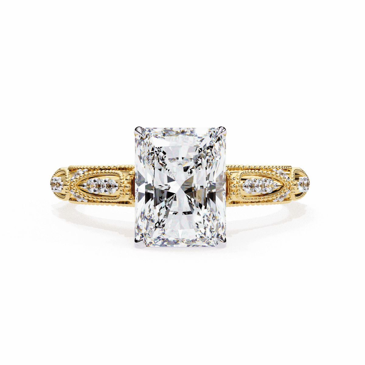 3 Carat Radiant Halo Solitaire Ring in Moissanite | House of Estara