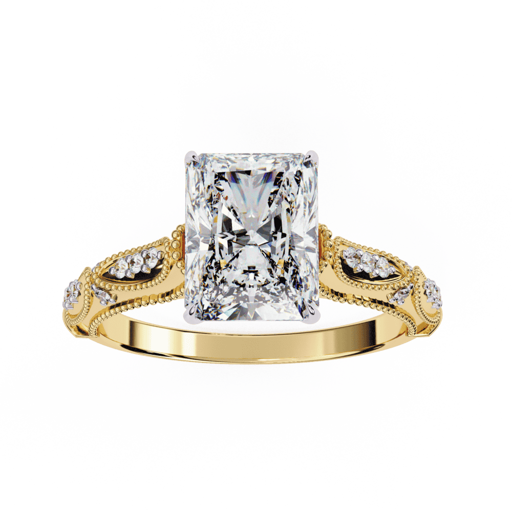 3 Carat Radiant Halo Solitaire Ring in Moissanite | House of Estara