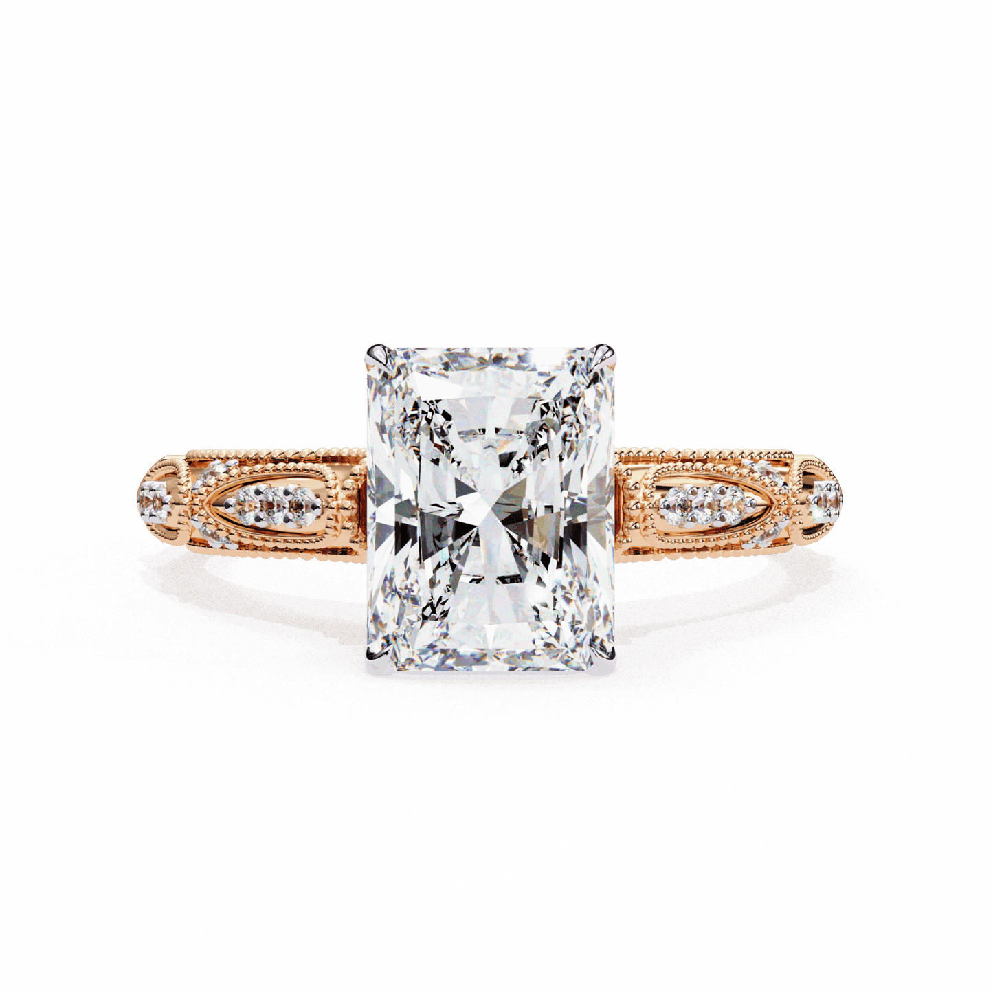 3 Carat Radiant Halo Solitaire Ring in Moissanite | House of Estara