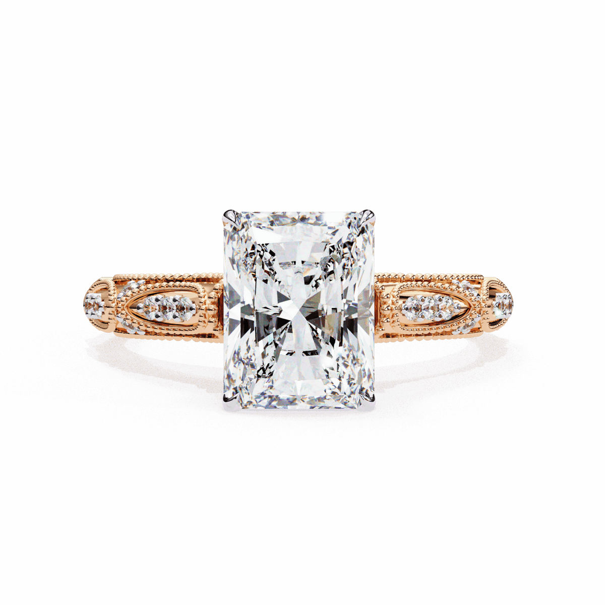 3 Carat Radiant Halo Solitaire Ring in Moissanite | House of Estara