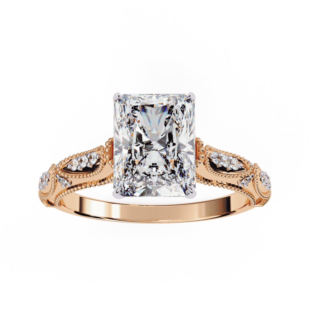 3 Carat Radiant Halo Solitaire Ring in Moissanite | House of Estara