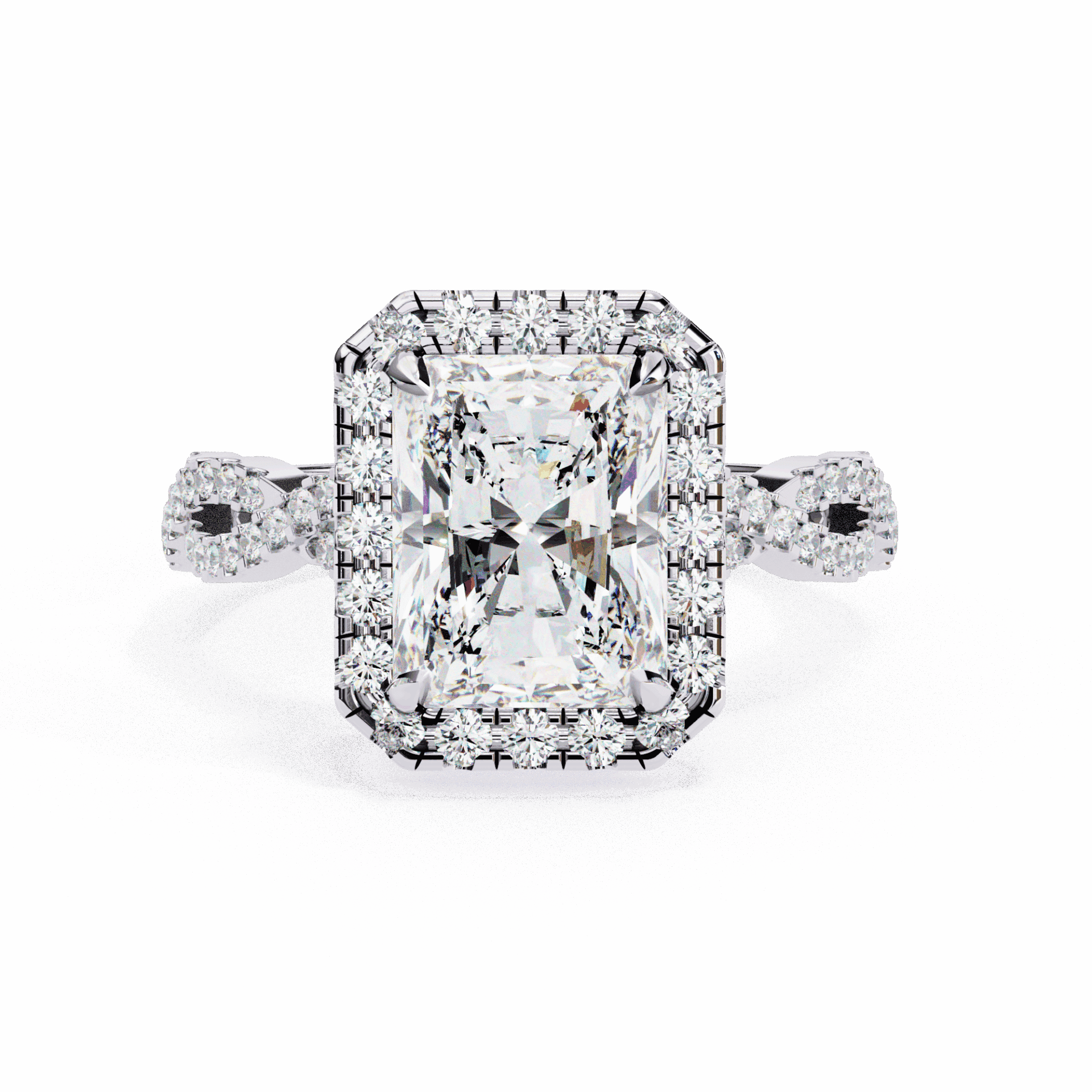 3.5 Carat Radiant Halo Solitaire Ring in Moissanite | House of Estara