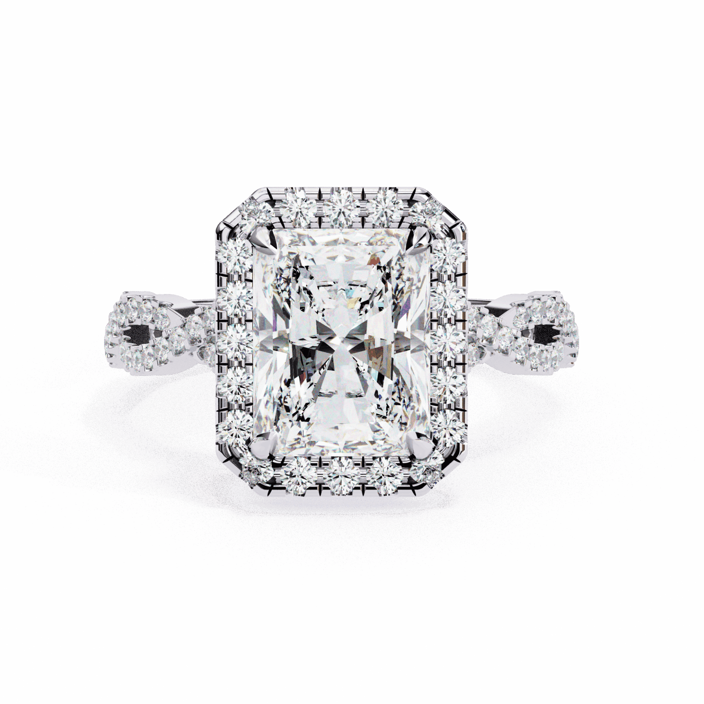 3.5 Carat Radiant Halo Solitaire Ring in Moissanite | House of Estara