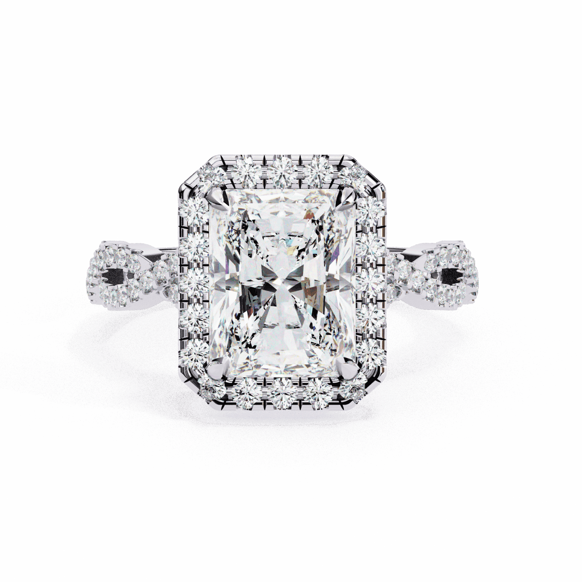 3.5 Carat Radiant Halo Solitaire Ring in Moissanite | House of Estara