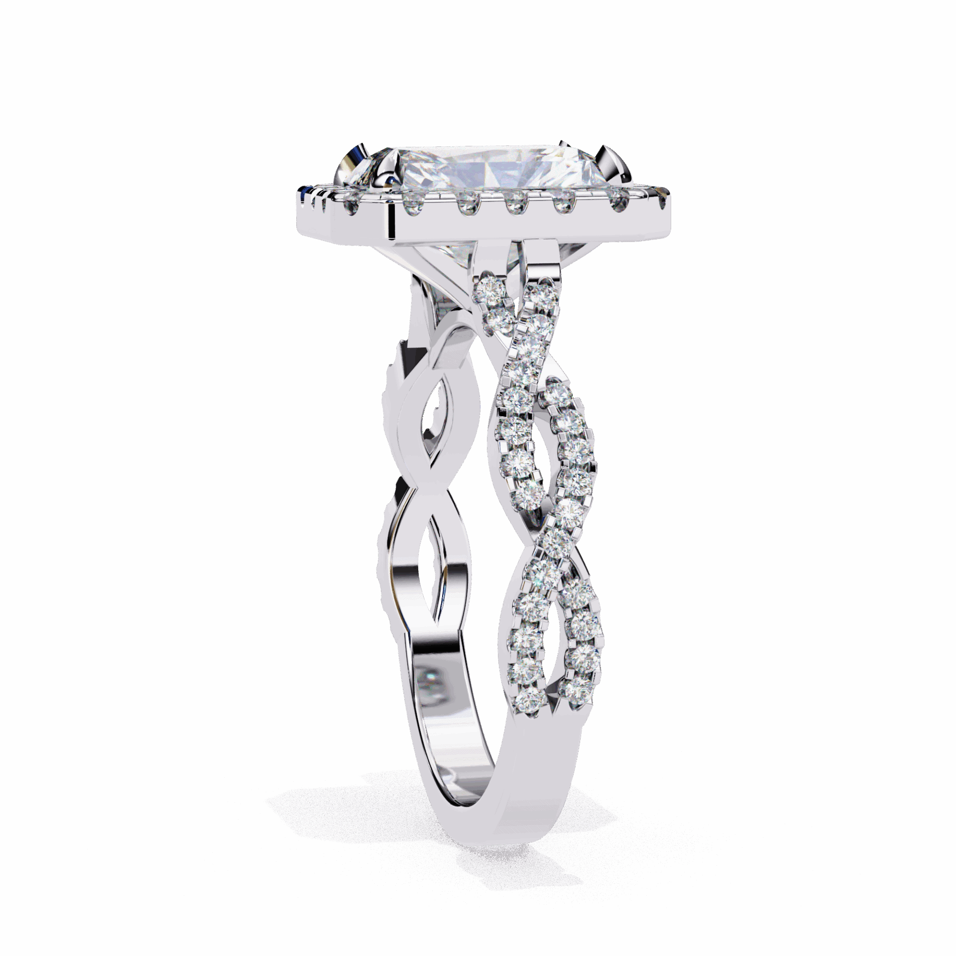 3.5 Carat Radiant Halo Solitaire Ring in Moissanite | House of Estara
