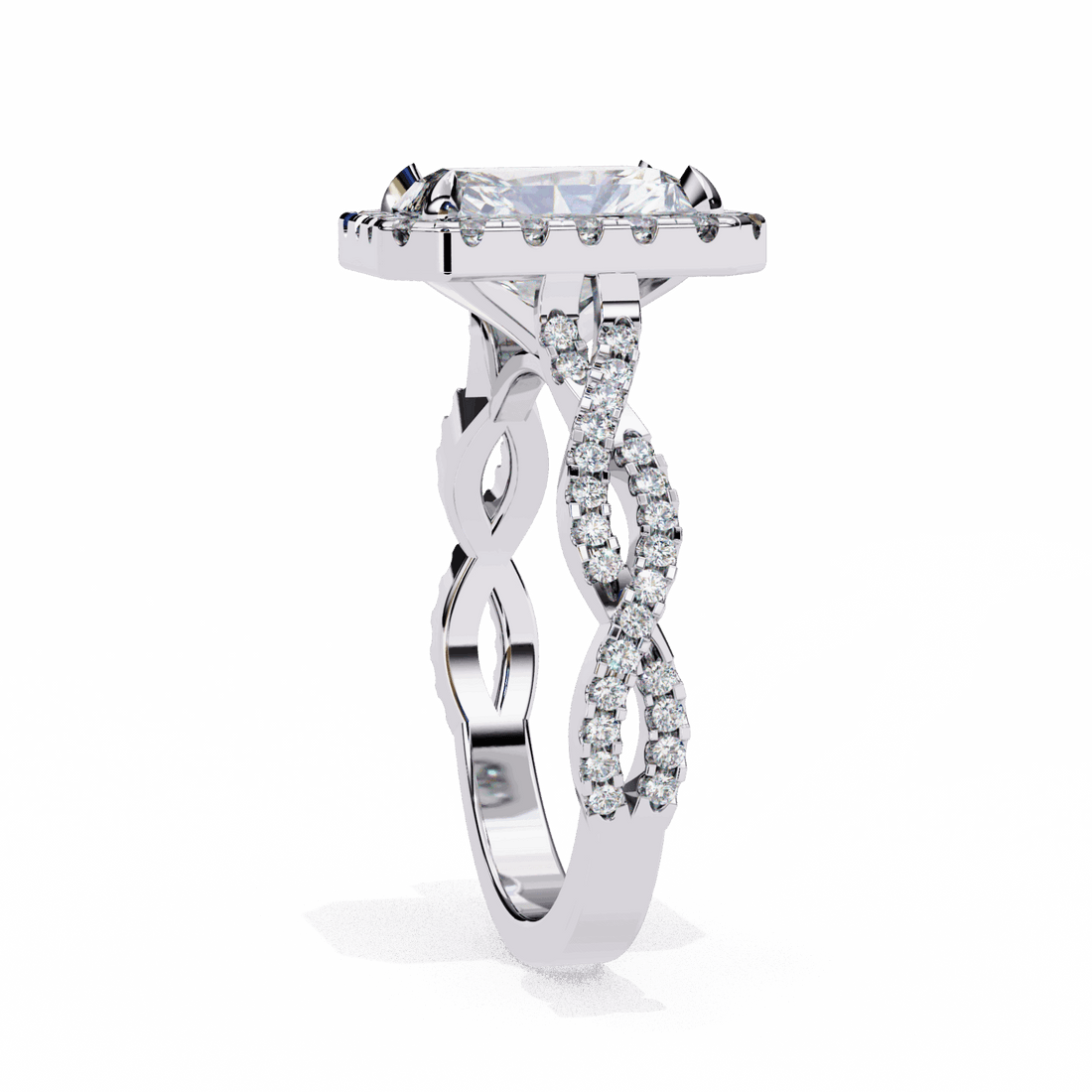 3.5 Carat Radiant Halo Solitaire Ring in Moissanite | House of Estara