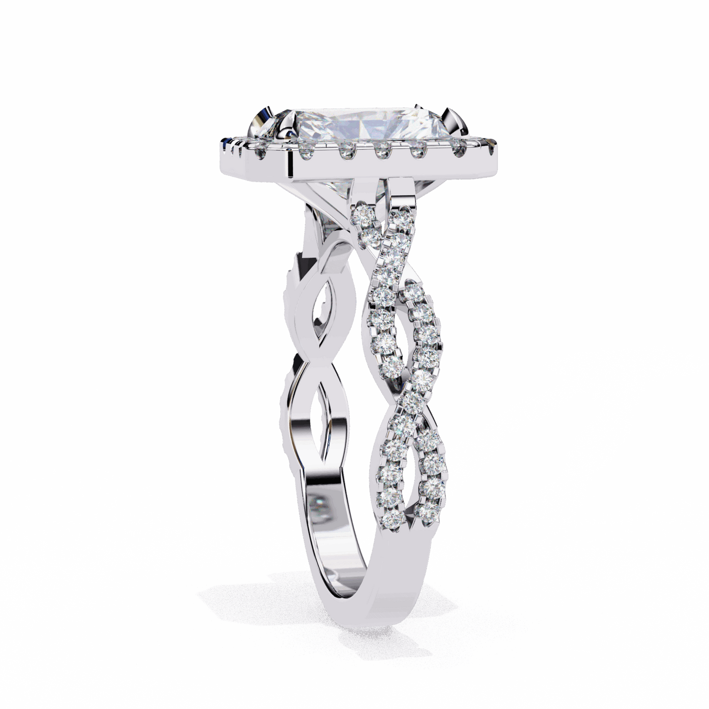 3.5 Carat Radiant Halo Solitaire Ring in Moissanite | House of Estara