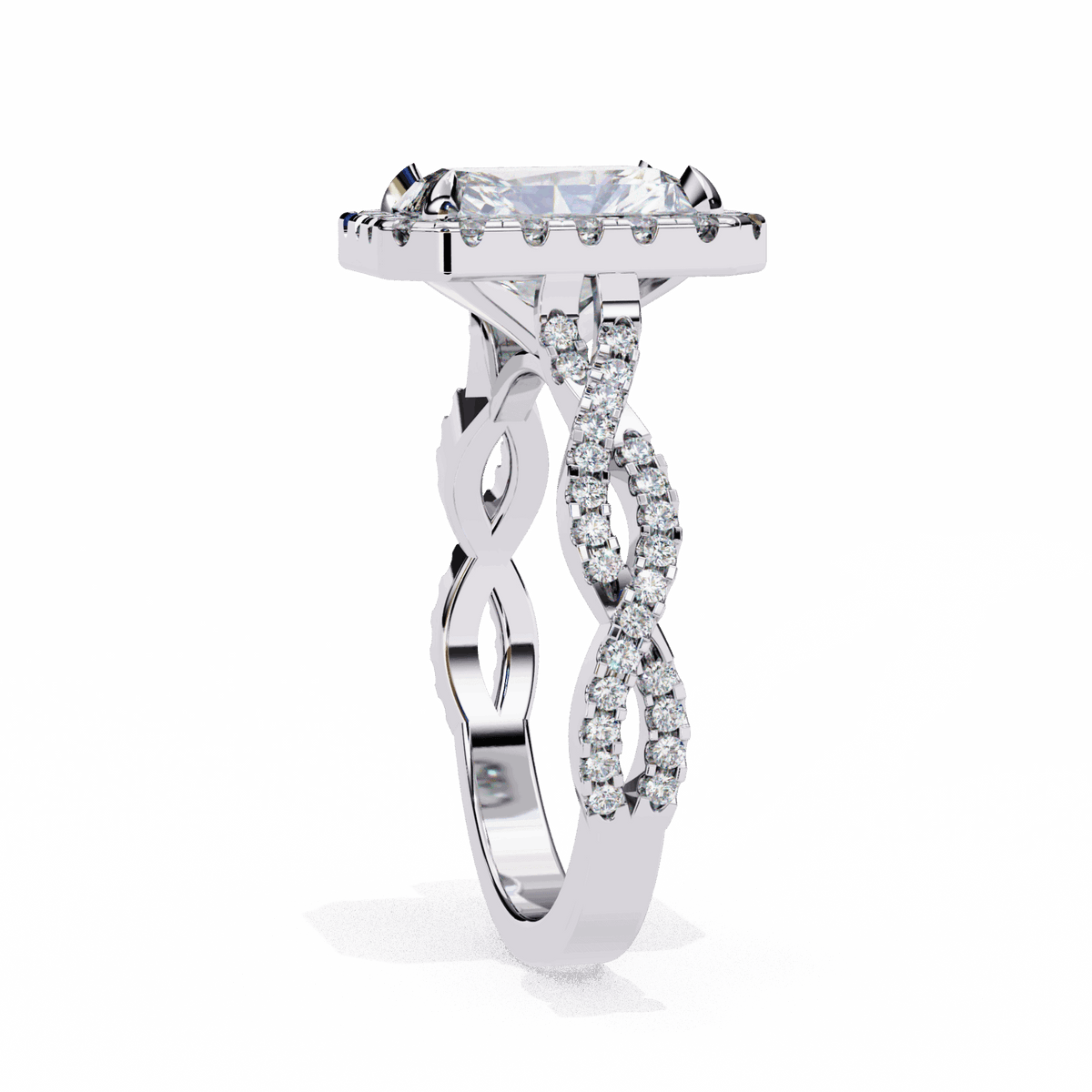 3.5 Carat Radiant Halo Solitaire Ring in Moissanite | House of Estara