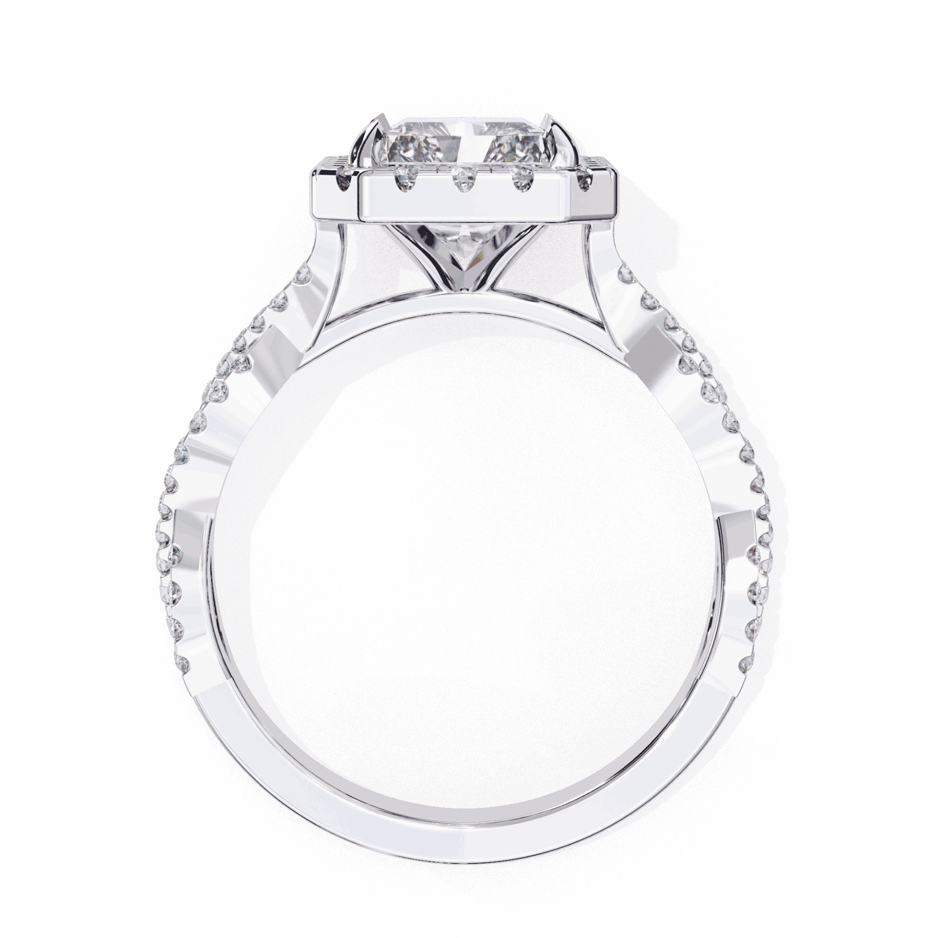 3.5 Carat Radiant Halo Solitaire Ring in Moissanite | House of Estara
