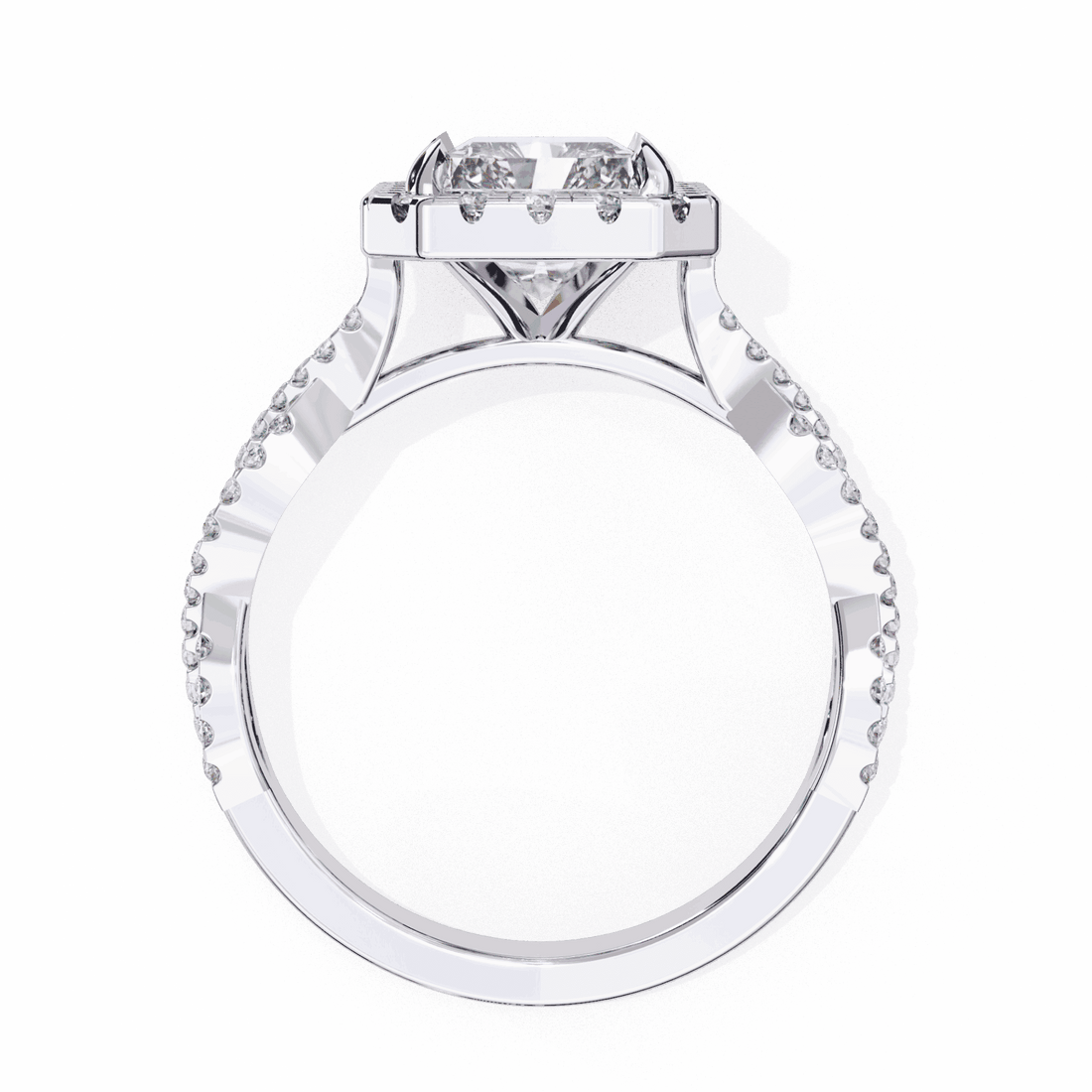 3.5 Carat Radiant Halo Solitaire Ring in Moissanite | House of Estara