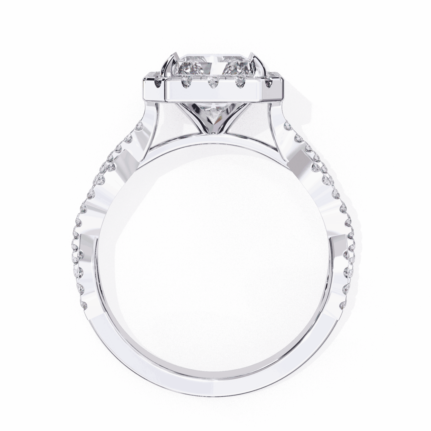 3.5 Carat Radiant Halo Solitaire Ring in Moissanite | House of Estara