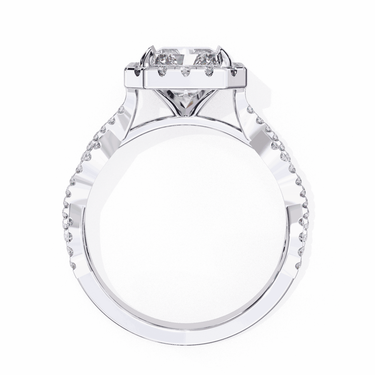 3.5 Carat Radiant Halo Solitaire Ring in Moissanite | House of Estara