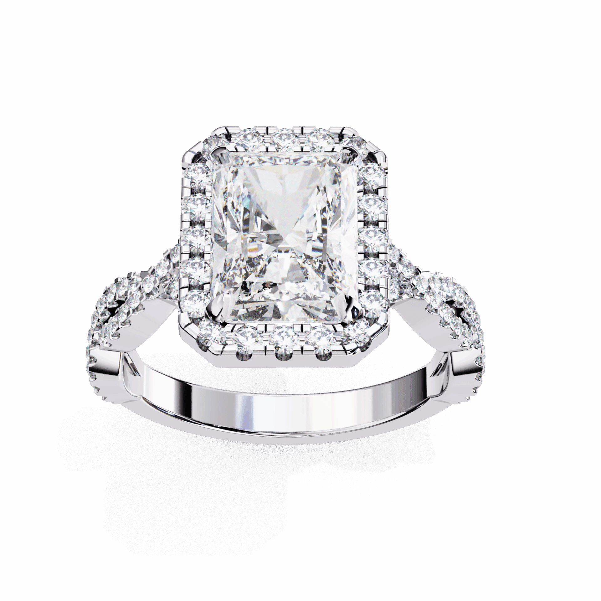 3.5 Carat Radiant Halo Solitaire Ring in Moissanite | House of Estara