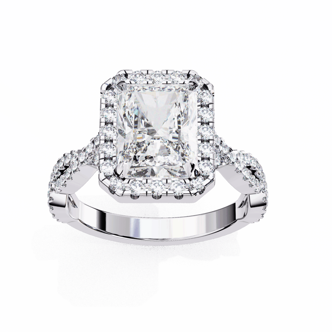 3.5 Carat Radiant Halo Solitaire Ring in Moissanite | House of Estara