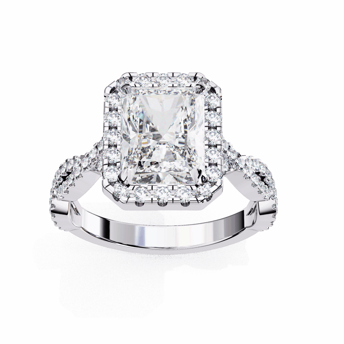 3.5 Carat Radiant Halo Solitaire Ring in Moissanite | House of Estara