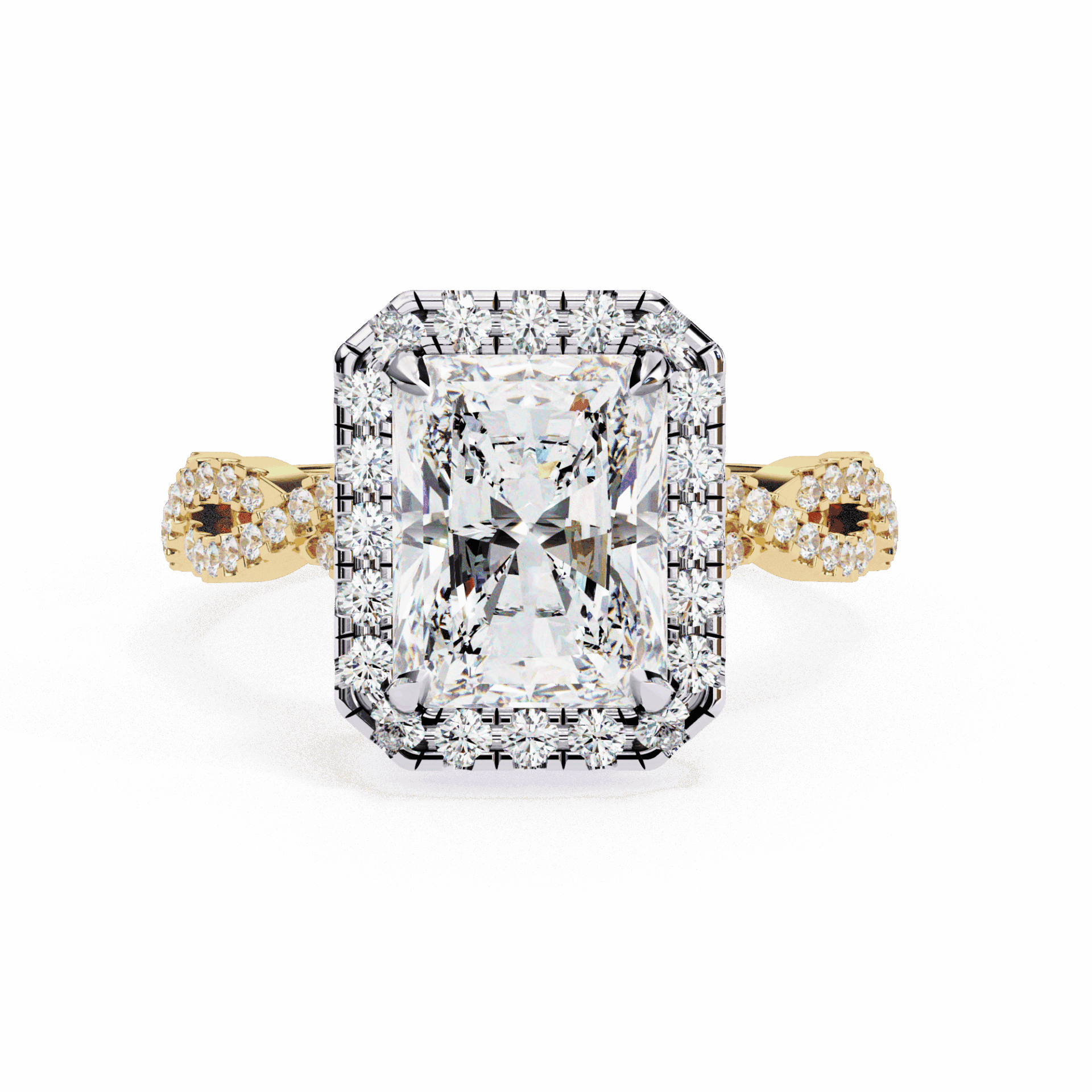 3.5 Carat Radiant Halo Solitaire Ring in Moissanite | House of Estara