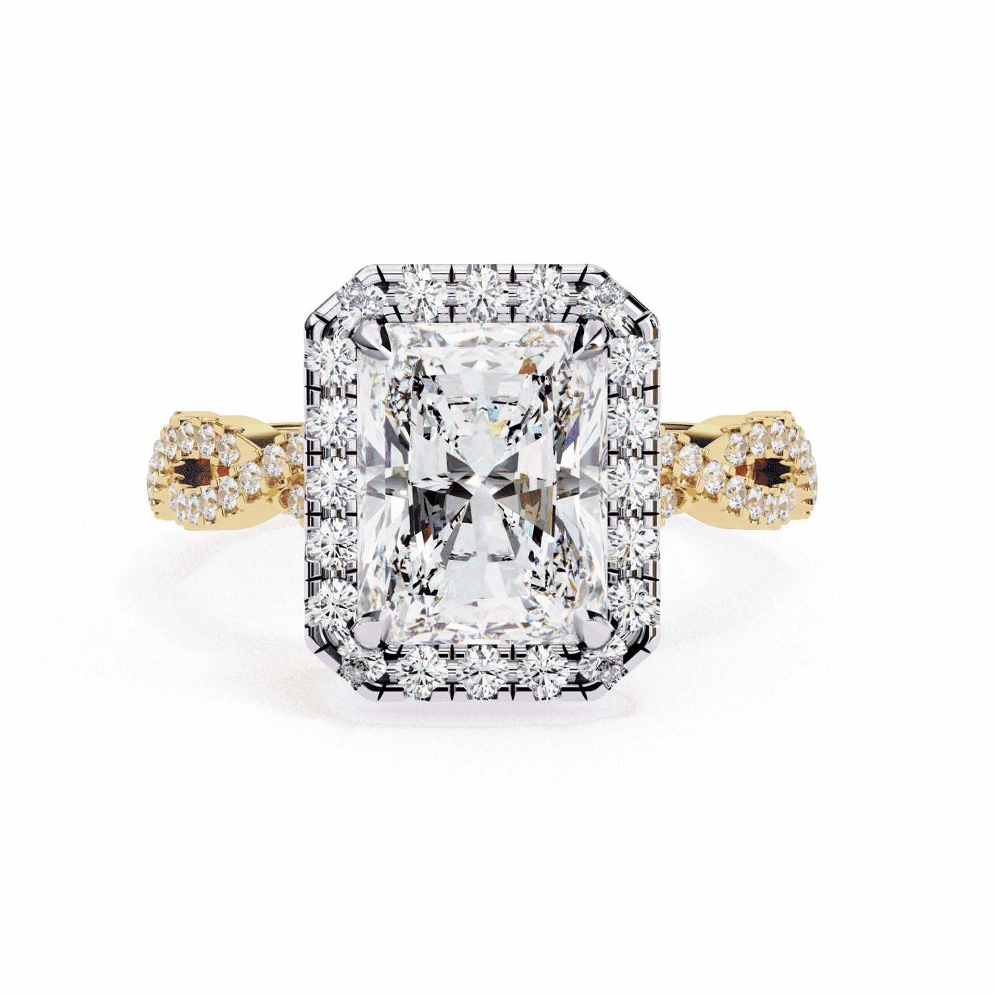 3.5 Carat Radiant Halo Solitaire Ring in Moissanite | House of Estara