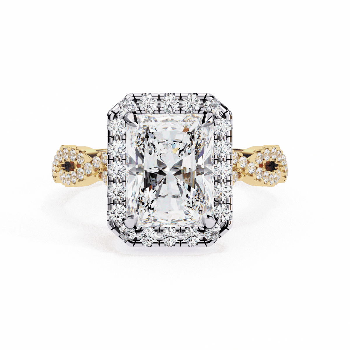 3.5 Carat Radiant Halo Solitaire Ring in Moissanite | House of Estara