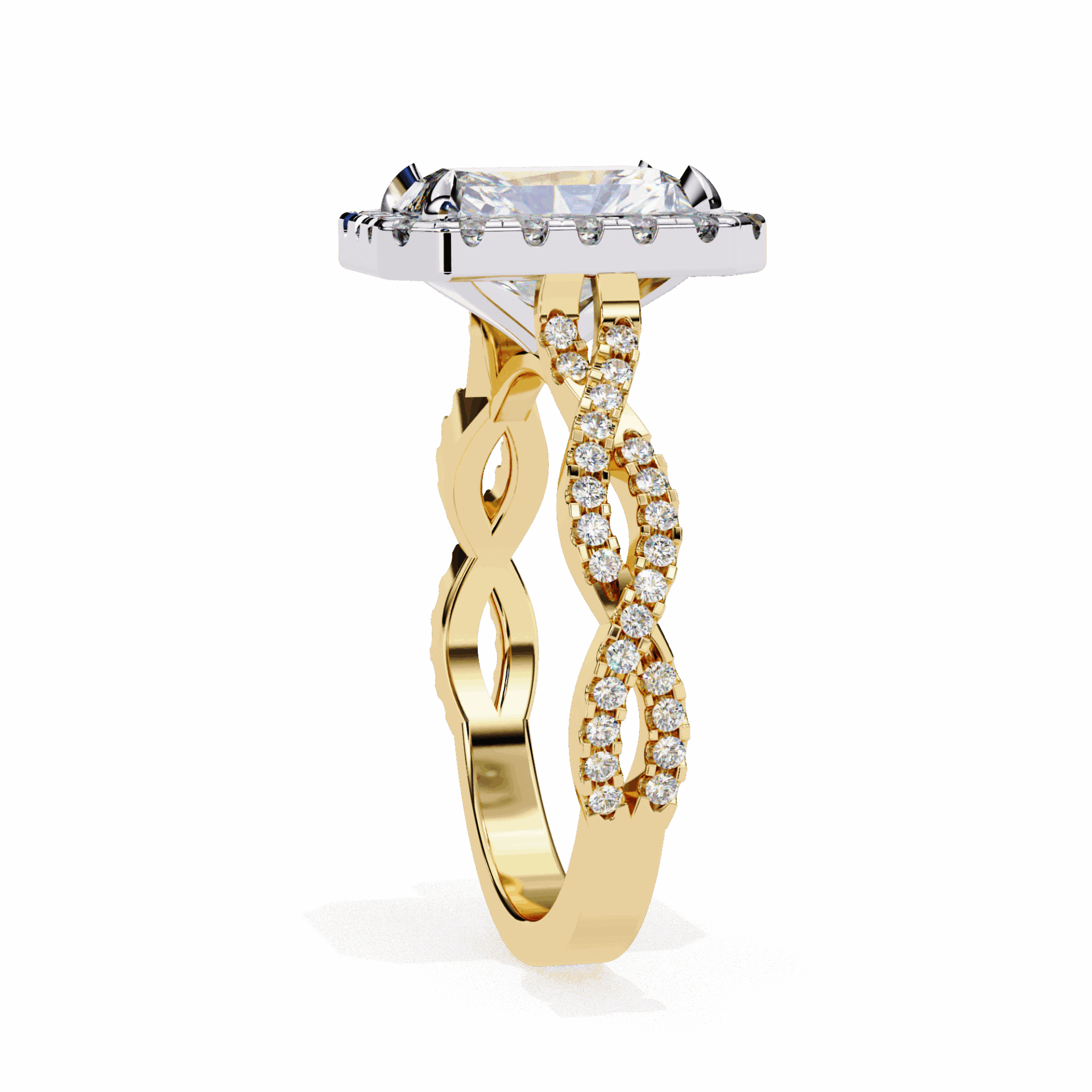 3.5 Carat Radiant Halo Solitaire Ring in Moissanite | House of Estara