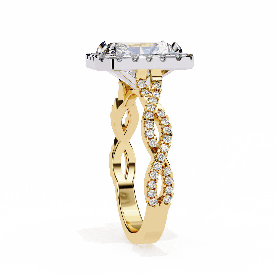 3.5 Carat Radiant Halo Solitaire Ring in Moissanite | House of Estara