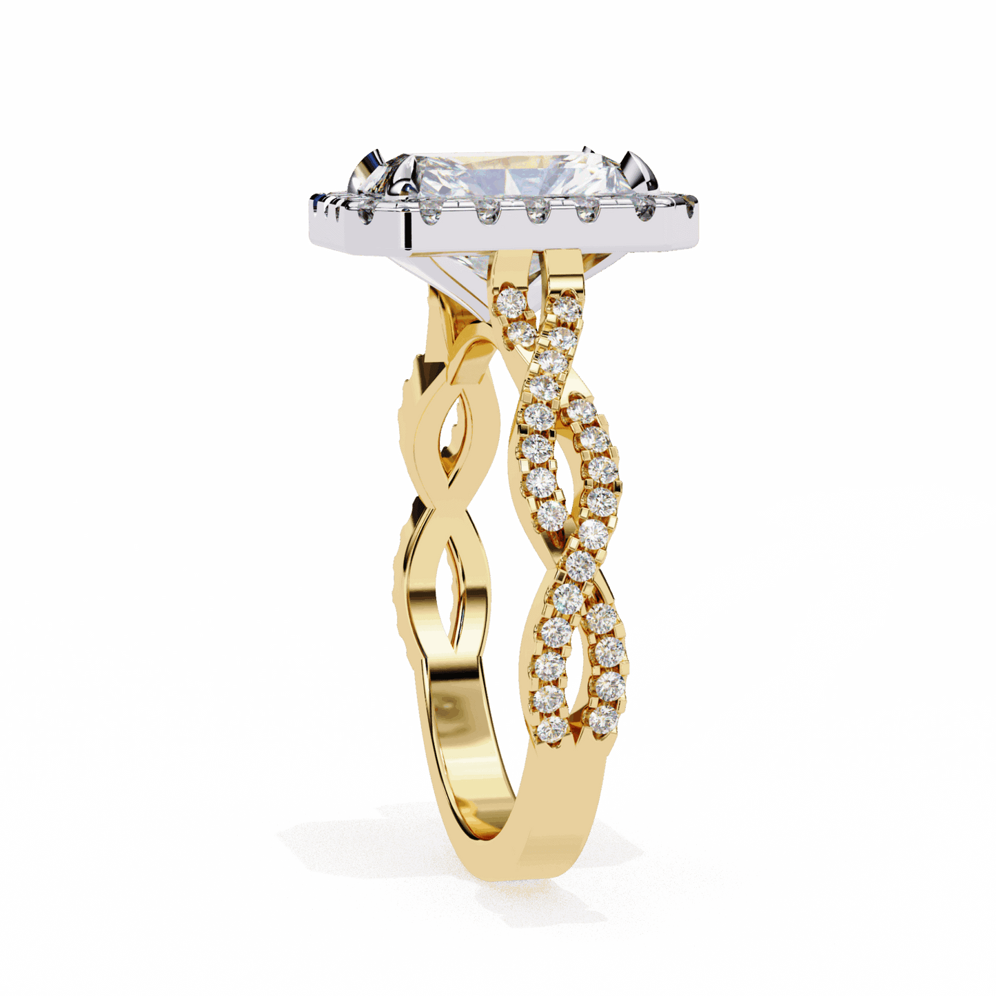 3.5 Carat Radiant Halo Solitaire Ring in Moissanite | House of Estara