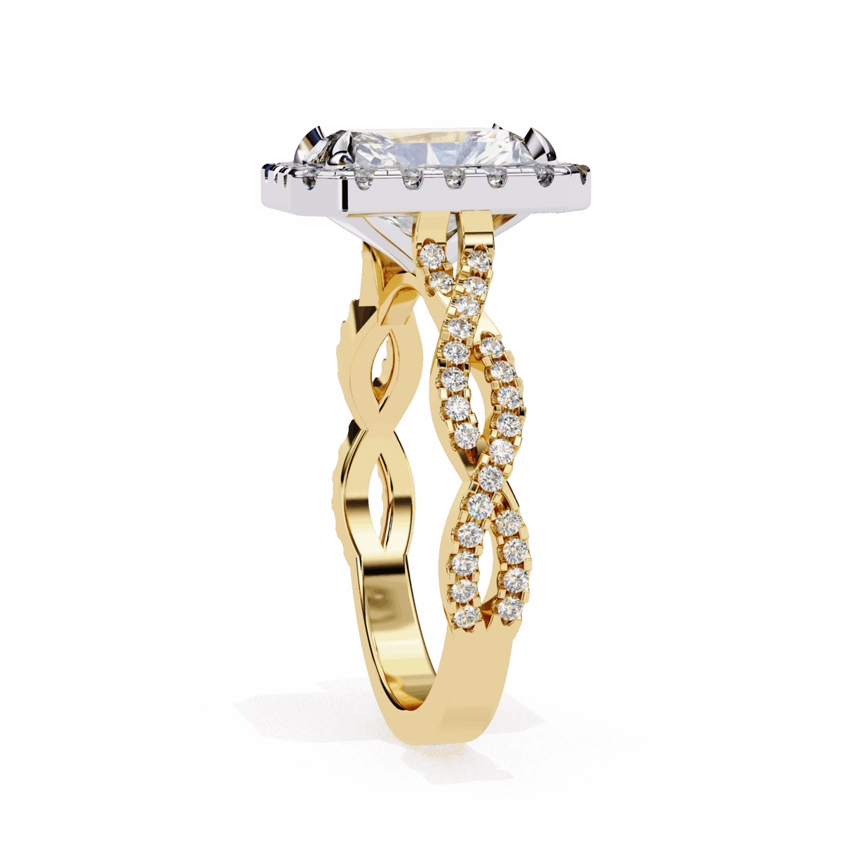 3.5 Carat Radiant Halo Solitaire Ring in Moissanite | House of Estara