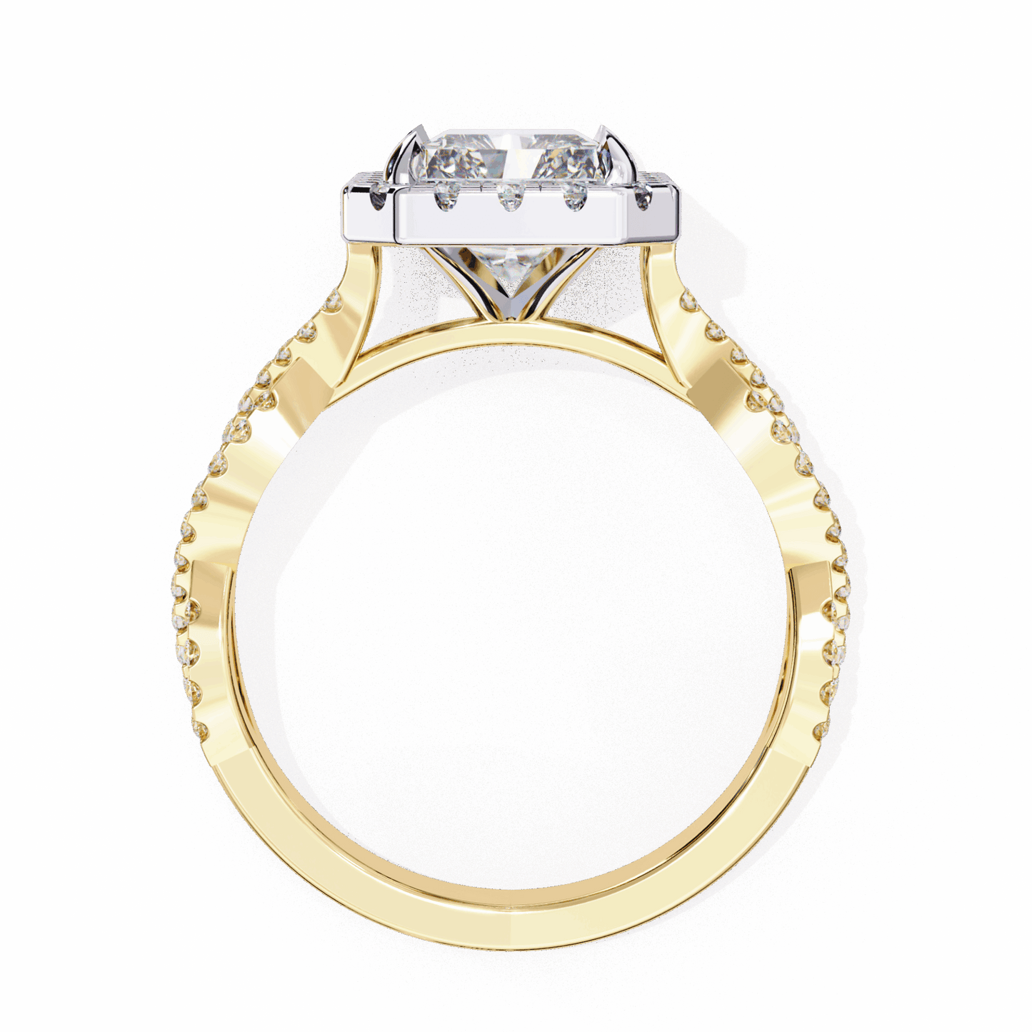 3.5 Carat Radiant Halo Solitaire Ring in Moissanite | House of Estara