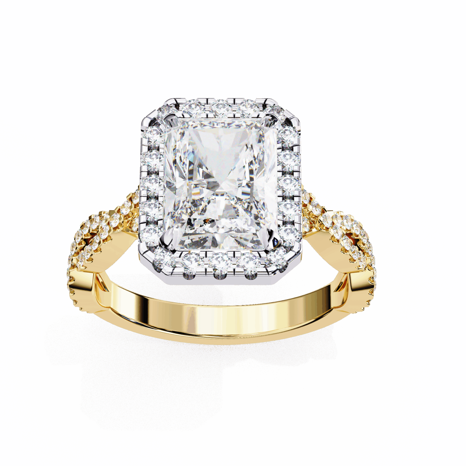 3.5 Carat Radiant Halo Solitaire Ring in Moissanite | House of Estara